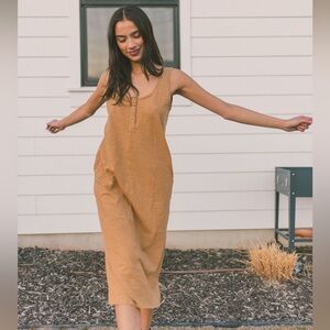 Solai the Label Beachcomber Midi Tank Dress Camel Tan Womens Medium